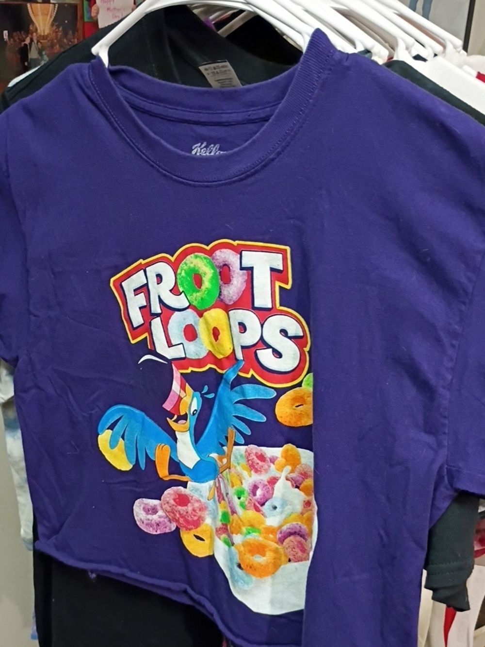 Cropped Froot Loops Purple Graphic Tee - Women's Short Sleeve-405123